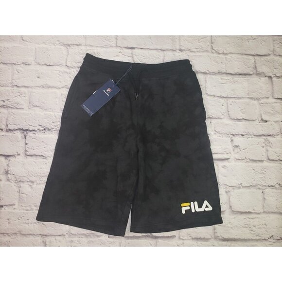 NEW Fila Boys Size Large Black Tie-Dye Sweat Shorts Drawstring Waist - Picture 1 of 6
